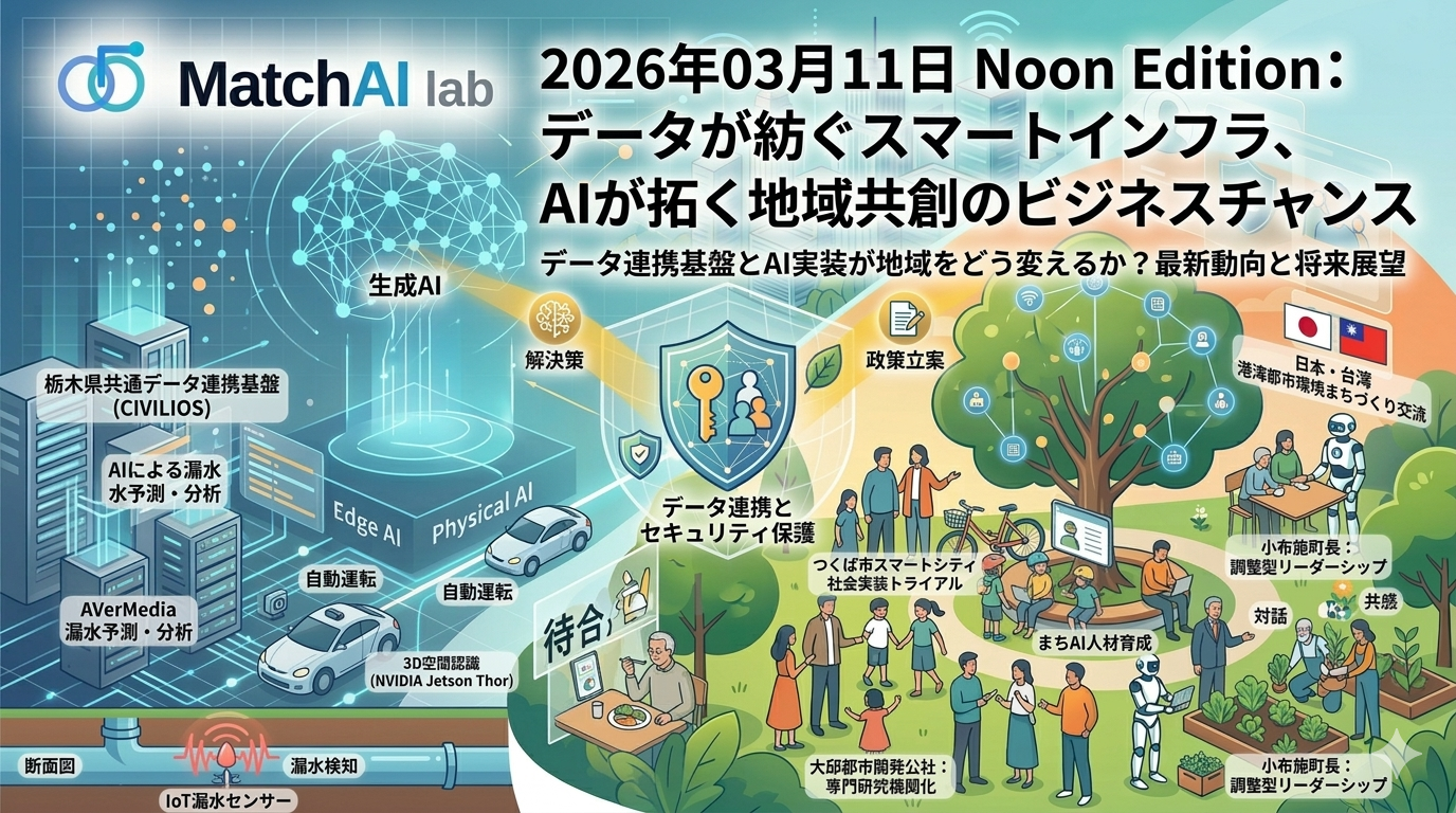 2026年03月11日 Noon Edition: データが紡ぐスマートインフラ、AIが拓く地域共創のビジネスチャンス