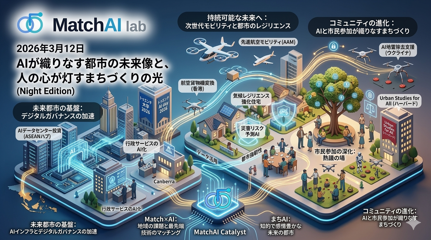 2026年3月12日：AIが織りなす都市の未来像と、人の心が灯すまちづくりの光（Night Edition）