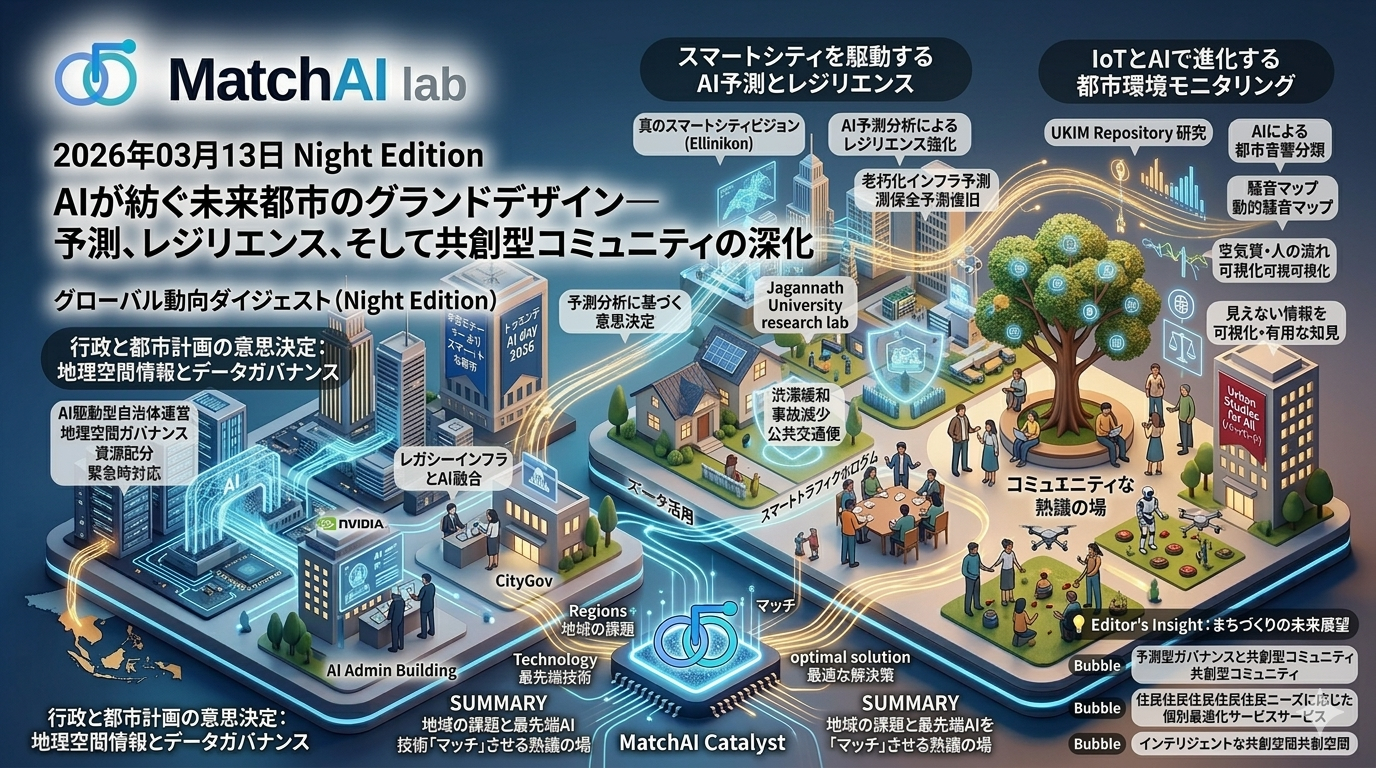2026年03月13日 Night Edition: AIが紡ぐ未来都市のグランドデザイン—予測、レジリエンス、そして共創型コミュニティの深化